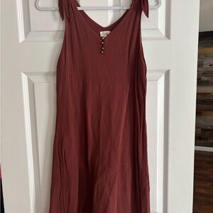 a.n.a Burgundy sleeveless dress with Button Accent